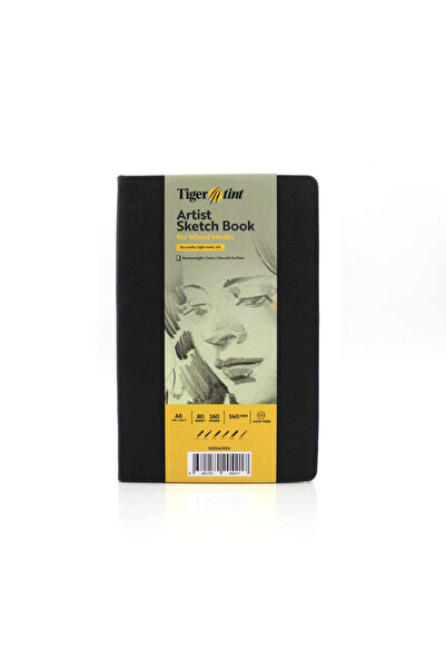 Tigertint Hard Cover Horizontal Sketchbook 140 g A5 80 Sheets Black 100142500