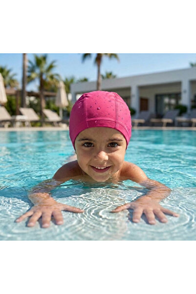 tayuya Girl's Pink Swimming Cap - Flexible Micro Fabric Swimming Cap with Int...