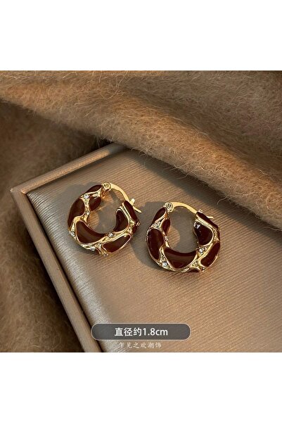 Choice yellow ear buckle Autumn and winter Maillard retro ear buckles are ver...
