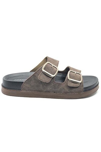 Kids Club Shoes كوسامانلار 6020 شبشب رجالي متوسط ​​الطول باللون البني