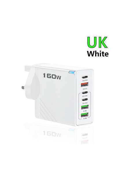 Choice1 UK White Multi Port 160W USB C Charger PD Fast Charging EU/US/UK Plug...