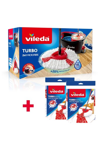 Vileda Turbo 2in1 Yeni Pedallı Temizlik Seti + Turbo Extra Paspas 2'li