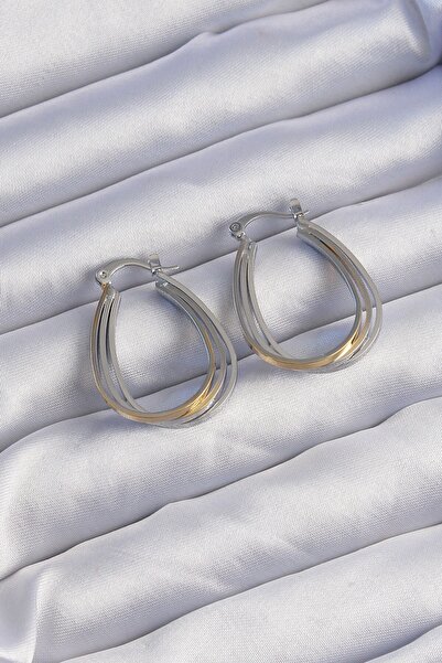Inure Jewelry Brass Gold Silver Colored Oval Multiple Look Earrings