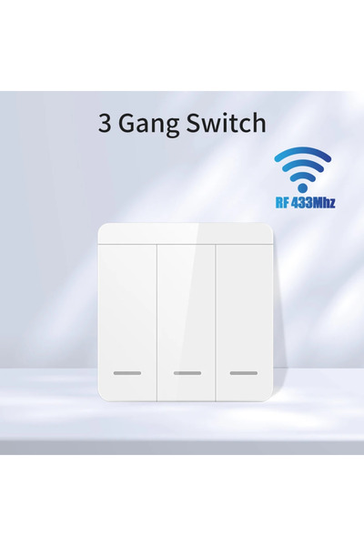 Choice5 مفتاح إضاءة لاسلكي أبيض بثلاثة أزرار يعمل بتردد 433 ميجاهرتز، مفتاح ذ...