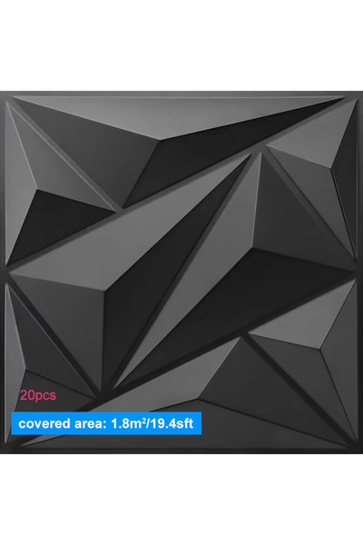 Choice1 311 20pcs Black 20PCS 3D Wall Panels 30x30cm Indoor Wall Decoration f...