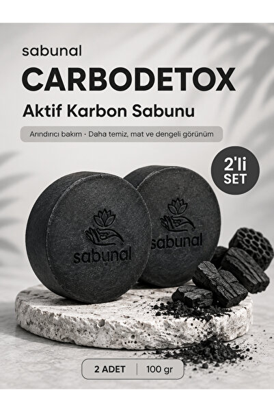 sabunal CARBODETOX Aktif Karbon (Kömür) Sabunu 2 ADET - Yağlı ve Karma Ciltle...