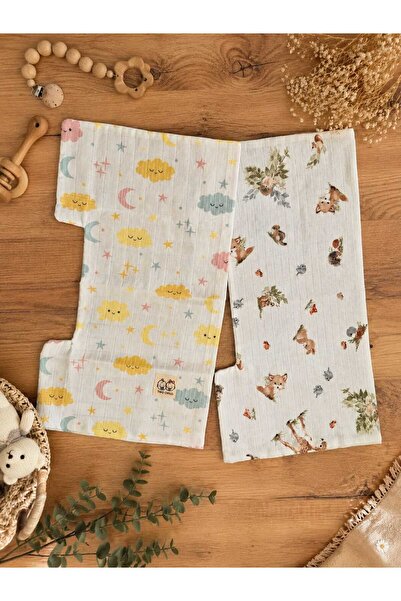 TWO CHİLD El Emeği Müslin Omuz Örtüsü 25x50 cm 2'li Set Bebek Omuz Örtüsü