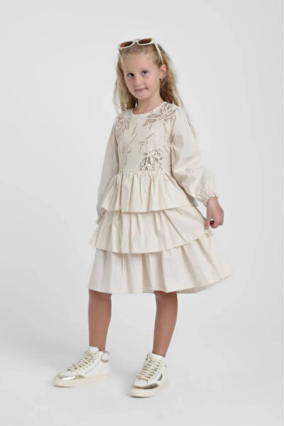 HAUSEkids Ages 5-14 Berceste Pavlova Girls' Dress-Latte
