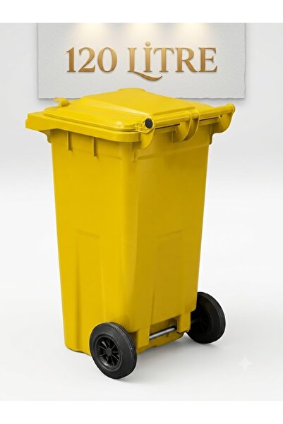 Genel Markalar Plastik Çöp Konteyneri 120 Litre Isıya Dayanıklı SARI RENK