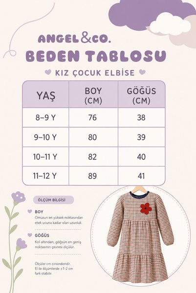 Angel&Co. Girls Clothing Checkered Cotton Girls' Modest Midi Dress