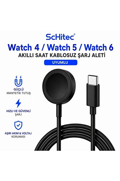 schitec Samsung Watch 4/Watch 5/ Watch 6 Uyumlu Type-C Girişli Fast Wireless ...