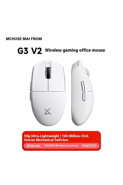 Choice WHITE MCHOSE G3 V2 Gaming Mouse Tri-mode Wireless Paw3311 Sensor Light...
