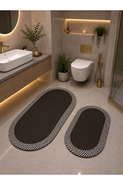 Öz-Tex Home طقم حمام من الخيزران والجوت مقاس كبير مكون من قطعتين 40x60-60x90،...