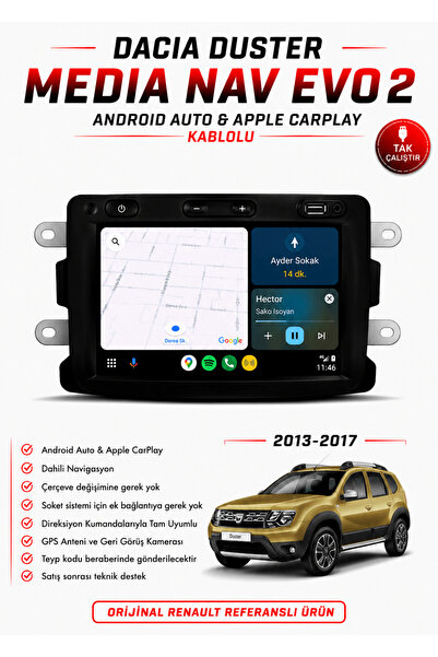 LG Dacia Duster Uyumlu (2013-2017) MediaNav Evo 2 Multimedya Navigasyon Carpl...