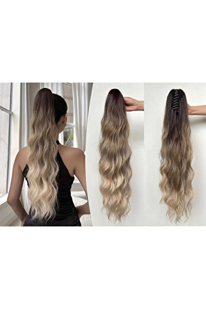 NeednStore Kadın Altın Ombre 60 Cm Dalgalı Tokalı At Kuyrugu Postiş - 1. Kali...