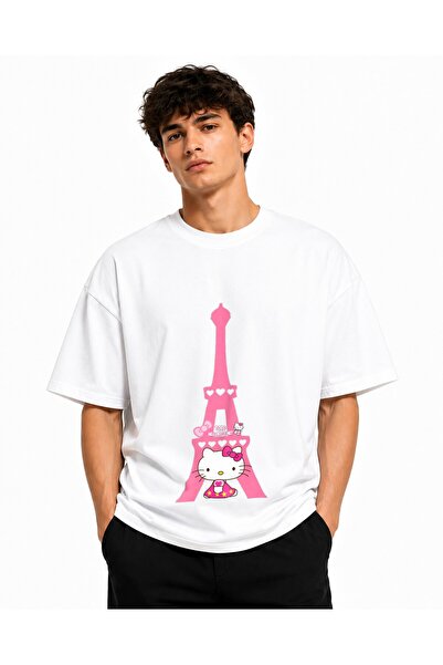 Inscriptie Tricou Unisex Bumbac Premium Casual " Hello Kitty, Paris "