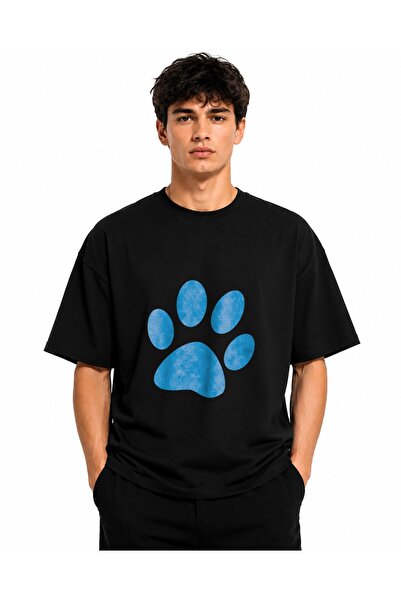 Inscriptie Tricou Unisex Bumbac Premium Casual " Paw blue "