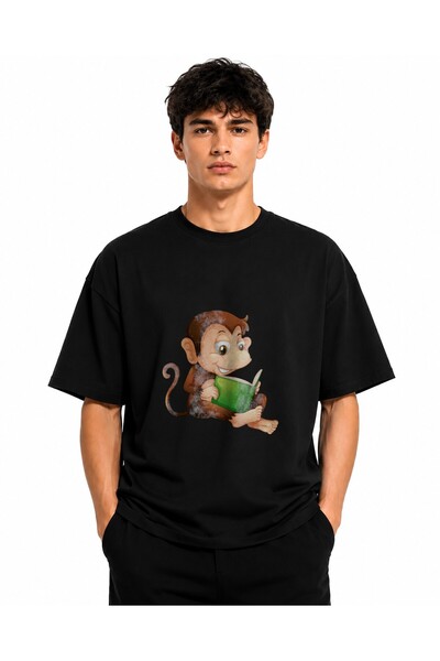 Inscriptie Tricou Unisex Bumbac Premium Casual " Maimuta citeste "