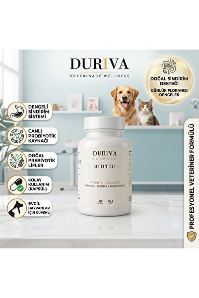 DURIVA Biotic Kedi ve Köpek Probiyotik Prebiyotik 30 Kapsül - Sindirim ve Flo...