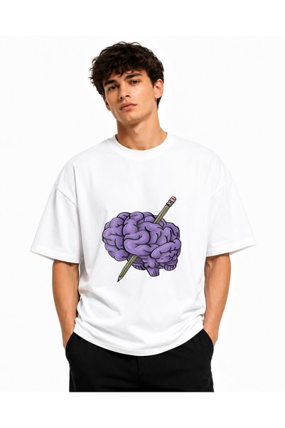 Inscriptie Tricou Unisex Bumbac Premium Casual " Creier mov "