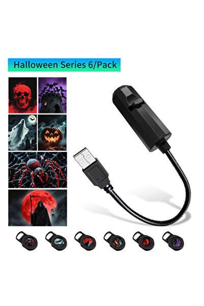 GGBEE 6 Films Halloween Led Halloween Moon Lamp USB Projector Night Light Chr...