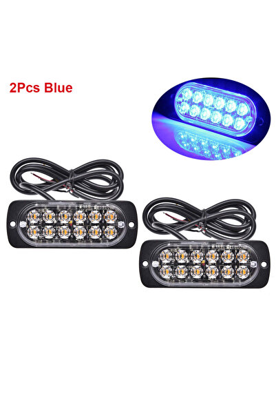 Choice1 2Pcs Blue 12 LED Strobe Lights Emergency Flashing Beacon Warning Ligh...