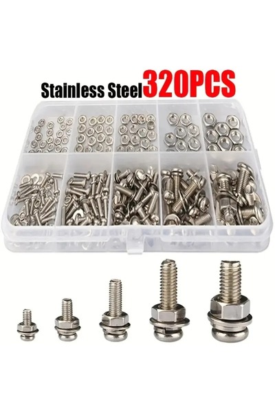 Choice 320pcs Premium Stainless Steel Screw and Nut Assortment Kit - Corrosio...