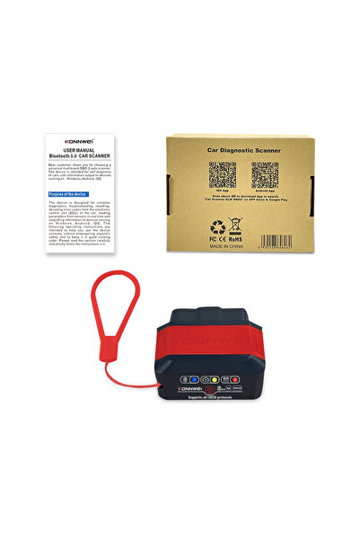 Choice1 جهاز فحص أعطال OBD2 من كونوي KW906 الأحمر بتقنية بلوتوث 5.0 - 5.2، وج...