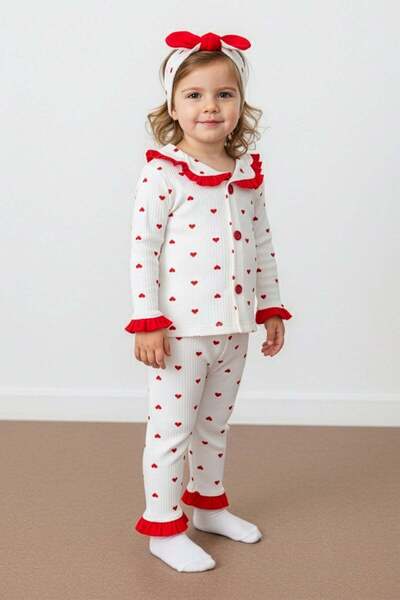 Fulla Moda Corded Fabric Girl's Pajama Set with Bandana