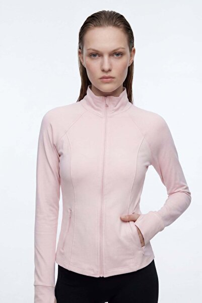 HAKKE Slim fit knitted high neck zippered cardigan