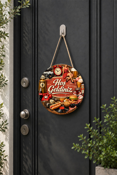 Lucena Vintage Retro Welcome Written Wooden Door Ornament Home Entrance Door ...