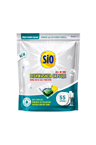 Sio Sio All in One Dishwasher Capsules - 55 Pcs |   Super Cleanliness and Dul...