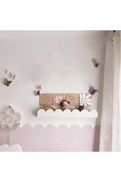 afralya home Montessori raf ahşap, bebek çocuk odası kitaplık, dalgalı raf, s...