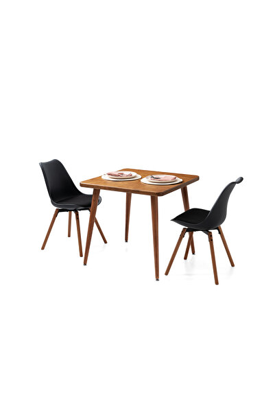 Bensett Kitta Yemek Masası, %100 Masif Ahşap, 80x80 Cm, Ceviz