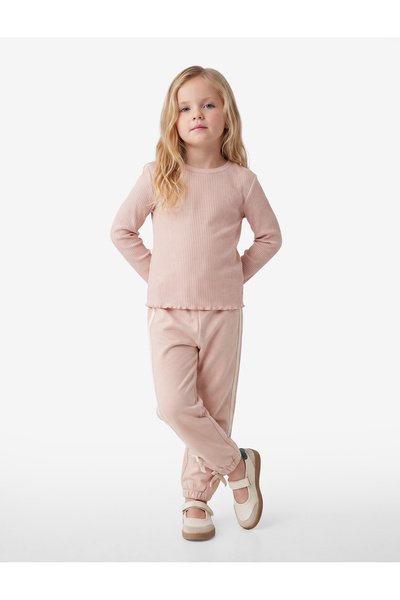 Koton Cotton Elastic Waist Bow Detailed Hooded Jogger Sweatpants