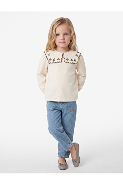 Koton Cotton Embroidery Detailed Baby Collar Long Sleeve T-Shirt