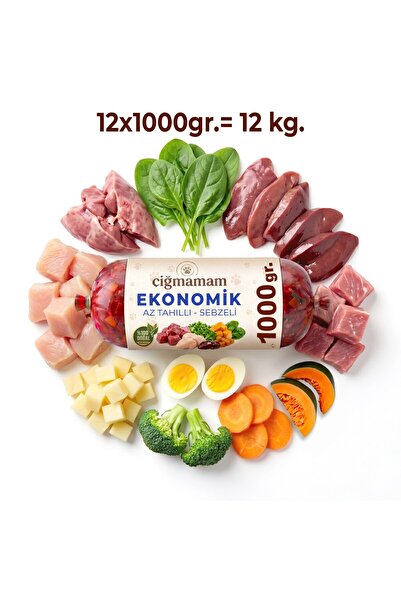 Ekonomik Barf Köpek Maması 12 Kg - 1000 g x 12