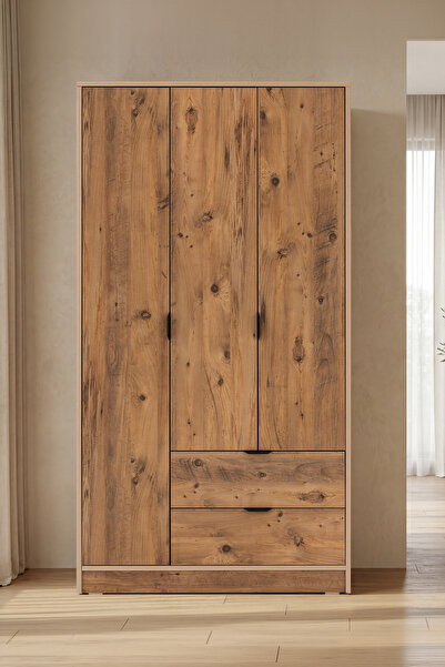SARMOBİ Arden 3 Kapaklı 2 Çekmeceli Gardırop Y:182 G:97 D:44 / Atlas Çam