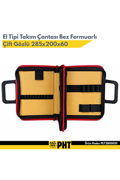 Profesyonel Takım Alet Çantası Suni Deri Üzerine Kumaş Kaplama Fermuarlı Çift Gözlü Plt2800051