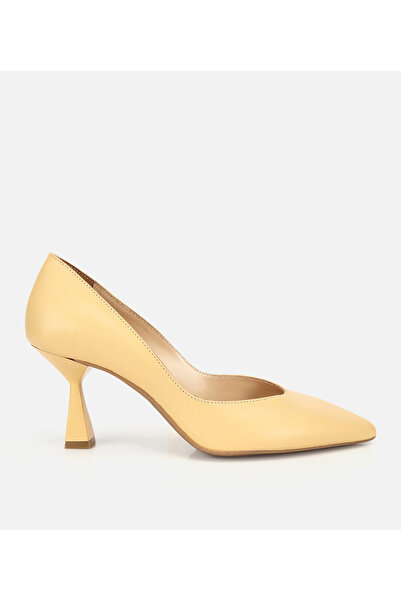 Hotiç Kadın Deri Sarı Kısa Topuklu Stiletto
