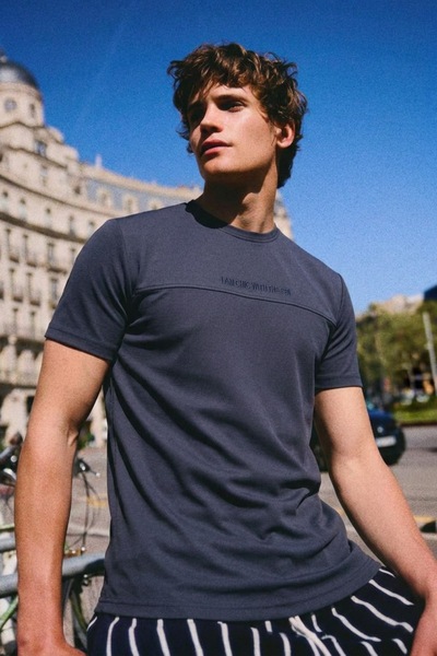 comstar Tricou de bază pentru bărbați, cu mânecă scurtă, cu imprimeu text, de...