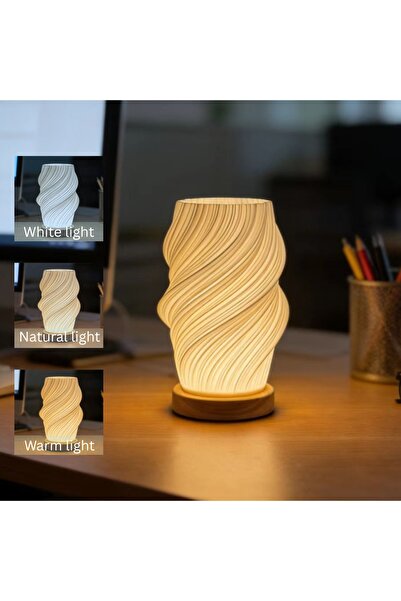 Choice1 Warm White spiral WHITE Nordic LED desk lamp, USB wired control tri c...