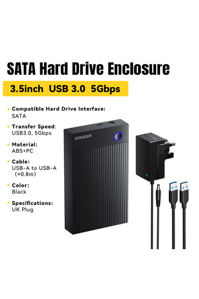 Choice1 علبة قرص صلب من إيساجر بمنفذ SATA 3.0 مقاس 3.5 بوصة، متوافقة مع USB 3...