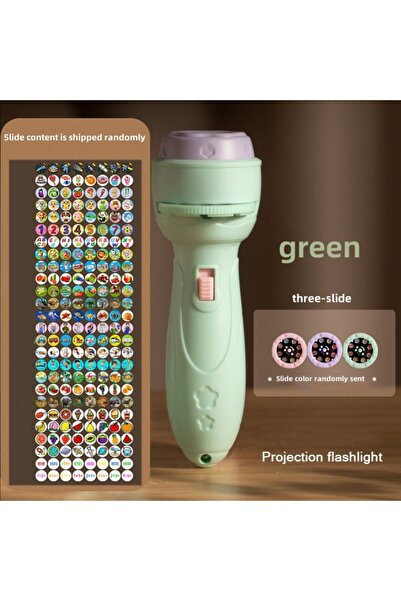 choice2 Green three slides Projector flashlight Early education educational d...