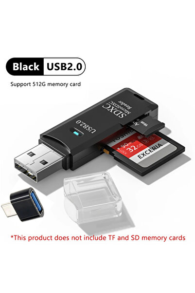 Choice قارئ بطاقات USB 2.0 متعدد الوظائف 2 في 1 عالي السرعة يدعم USB 3.0/2.0،...