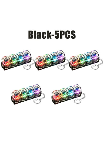 Choice6 black-5pcs Keyboard Clicker with LED Light Keychain 4-Key Transparent...
