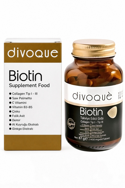 DIVOQUE Biotin 5000 Mcg – Saç, Tırnak Ve Cilt Için Kolajen, Çinko Ve Vitamin ...