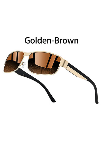 choice2 Golden-Brown Fashion Vintage Rectangle Sunglasses Men Women Fishing D...
