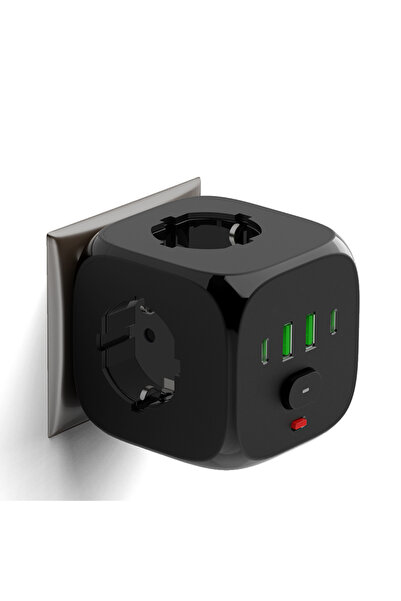 Choice EU Plug Black Power Strip Wall Socket electrical outl with 3 AC Outlet...