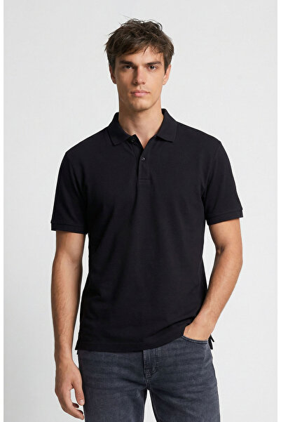 Network Siyah Polo Yaka Pike T-shirt